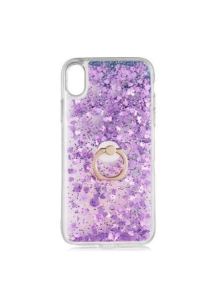 Apple iPhone Xs Max 6.5 Kılıf Sulu Simli Akışkan Silikon
