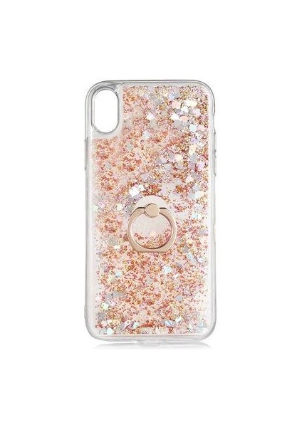 Apple iPhone Xs Max 6.5 Kılıf Sulu Simli Akışkan Silikon