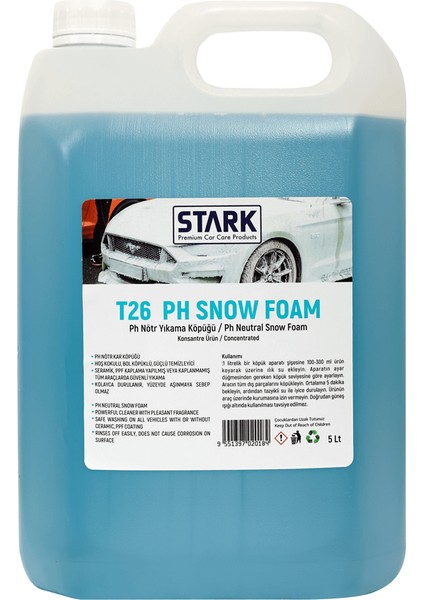 T26 Ph Snow Foam Ph Nötr Yıkama Köpüğü 5 Lt