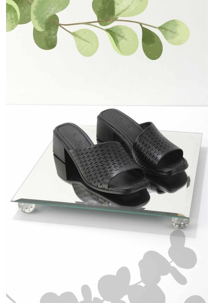 Siyah Leather Kadın Terlik K04286100403