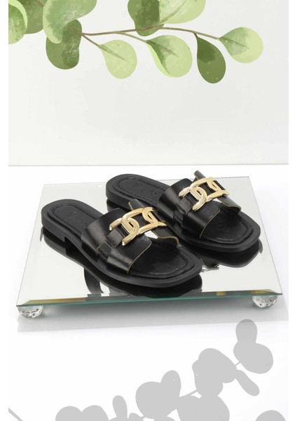 Siyah Leather Kadın Terlik K04826017103