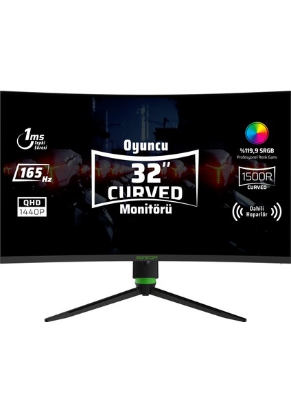 Aryond A32 V1.2 31.5" 165HZ QHD Curved Hoparlörlü Oyuncu Monitörü