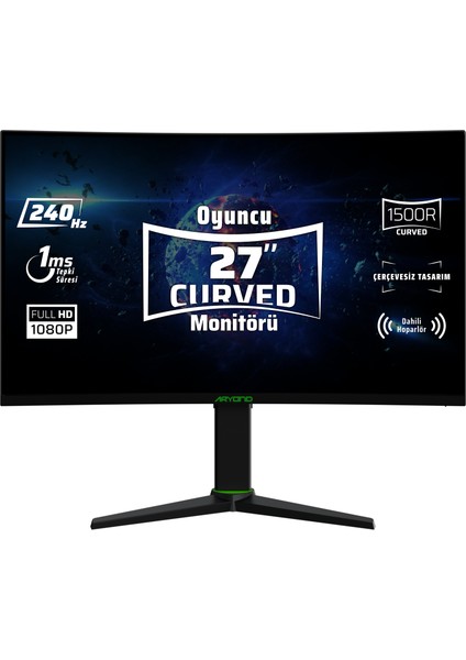 Aryond A27 V1.2 27" 240HZ Full HD Curved Hoparlörlü Oyuncu Monitörü