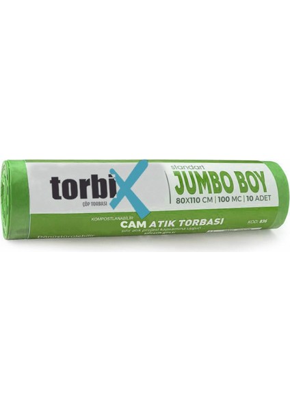 Sıfır Atık Çöp Poşeti Cam Atık Yeşil 80*110 cm 10 Rulo 6 kg