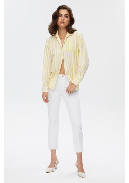Sarı Çizgili Basic Gömlek modelleri