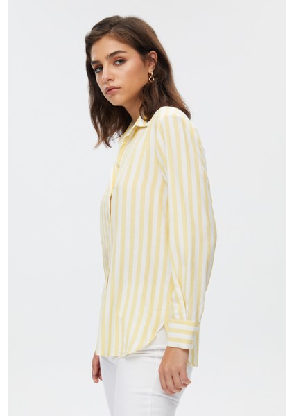 Sarı Çizgili Basic Gömlek fırsatları