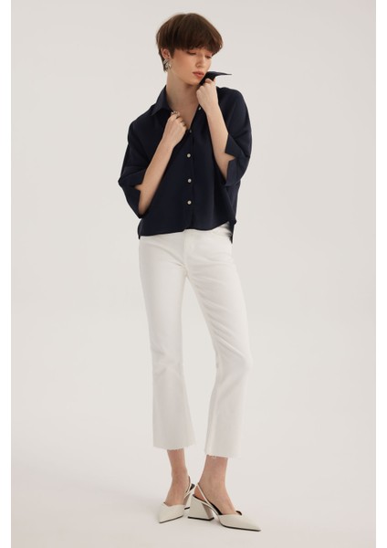 Lacivert Yarasa Kol Modal Gömlek modelleri