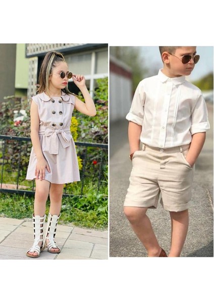 Gabardin Kardeş Kombin Şortlu Erkek Çocuk Takım fırsatları