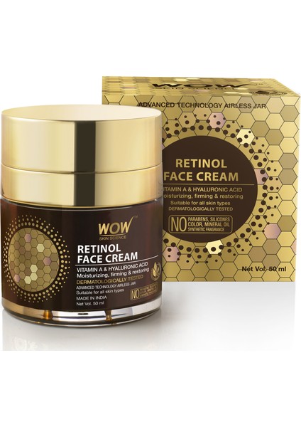 Retinol Cilt Kremi Tüm Cilt Tipleri Için %93,25 Doğal Içerik-Makyaj Altı Için Uygundur. Yağsız 50ML