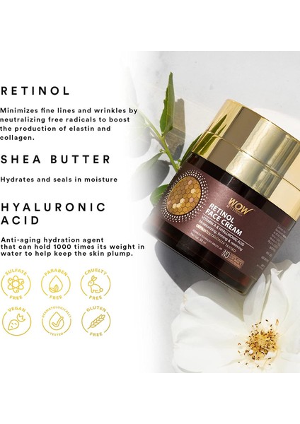 Retinol Cilt Kremi Tüm Cilt Tipleri Için %93,25 Doğal Içerik-Makyaj Altı Için Uygundur. Yağsız 50ML