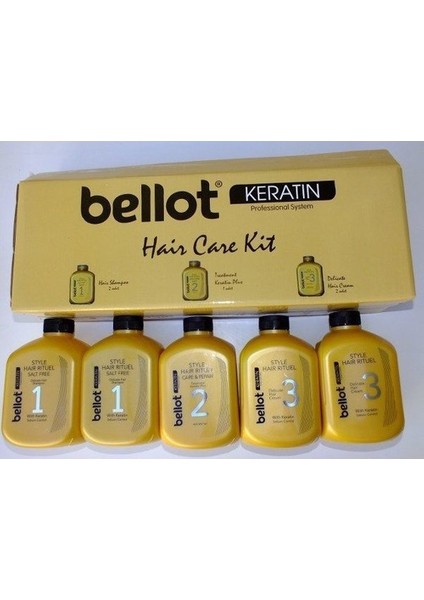 Keratin Hair Care Kit 5'li - 1 Keratin 1000 ml + Şampuan 1000 ml x 2 + Saç Kremi 1000 ml x 2 Bllt1