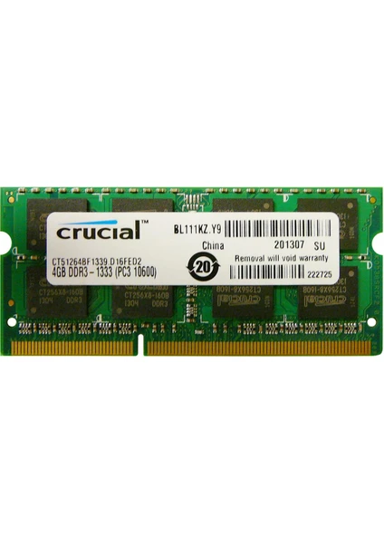 CT51264BC1339 4 GB 1333 Mhz Ddr3 Cl9 Notebook Ram