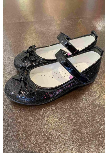 26-30 Numara Kız Çocuk Simli Babet Siyah