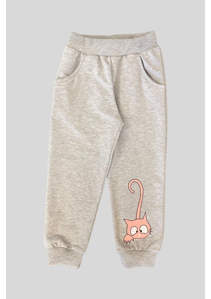 3-7 Yaş Kız Çocuk Kedi Desenli Takım Pudra fırsatları