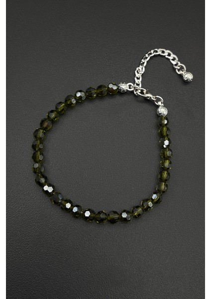 Swarovski Taşlı Yeşil Renkli Ayarlanabilir Erkek Bileklik FRJ11811-1911-Y