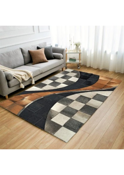 Siyah & Kahverengi Dana Derisi Patchwork Halı 140 x 200 cm fiyatları