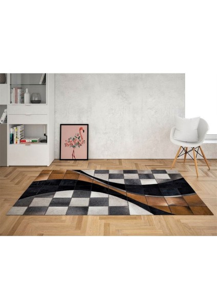 Siyah & Kahverengi Dana Derisi Patchwork Halı 140 x 200 cm fırsatları