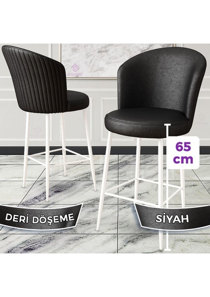 Concept Rika Serisi 65 cm Deri Bar Sandalyesi Beyaz Metal Ayaklı 6 Adet Ada Mutfak Bar Sandalyesi fiyatları