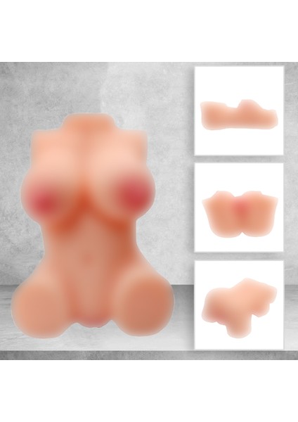 23 cm - Ultra Realistik - Slikon Göğüslü 1.sınıf Anal & Vajinal Masturbatör Yarım Gövde