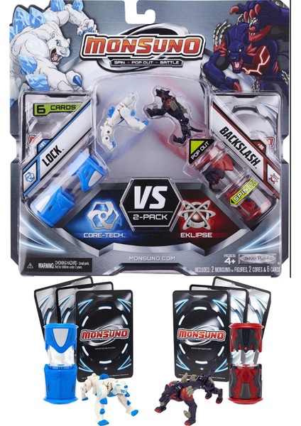 Monsuno, Lisanslı Lock Vs Backslash Figürleri, Fırlatma Kapsülleri ve 6 Oyun Kartı