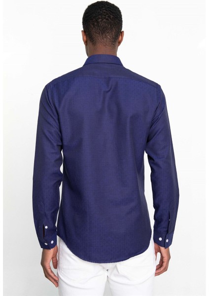 Slim Fit Uzun Kol Oxford Doku Armürlü Biyeli Erkek Gömlek10 fırsatları