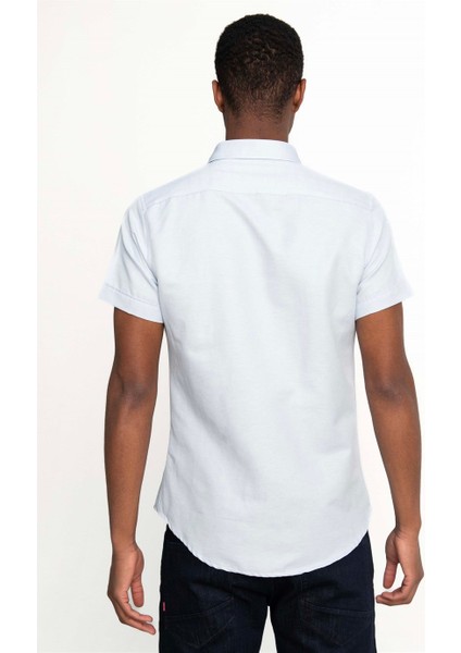 Slim Fit Kısa Kol Düğmeli Yaka Poplin Oxford Erkek Gömlek10