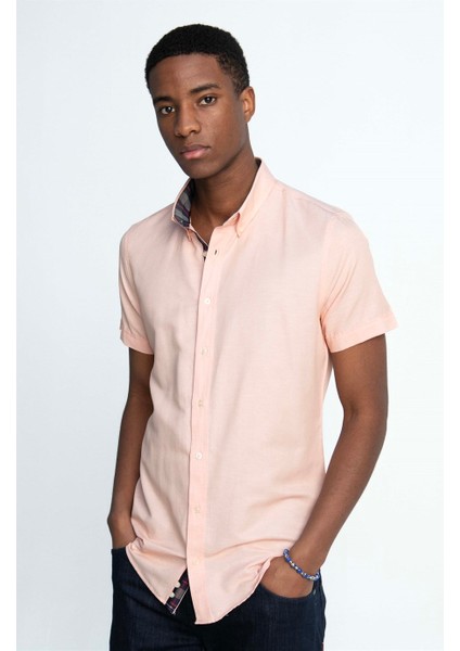 Slim Fit Kısa Kol Düğmeli Yaka Poplin Oxford Erkek Gömlek10 fiyatları