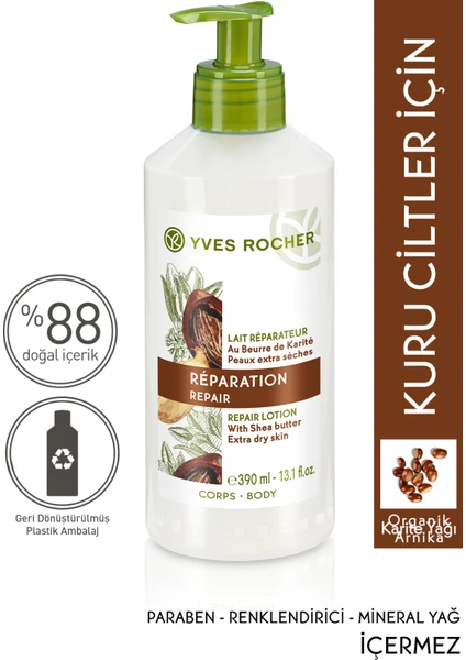 Yves Rocher Kuru Ciltler için Onarıcı Vücut Sütü - Shea & Hindistan Cevizi-390 ml