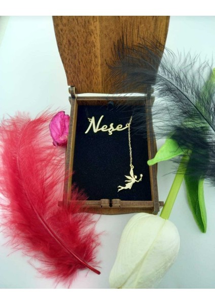 925 Ayar Gümüş İsim Sallantılı Peri Kolye