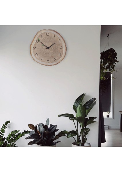 Dekoratif Ağaç Gövdesi Kütük Şeklinde 40 cm Duvar Saati modelleri