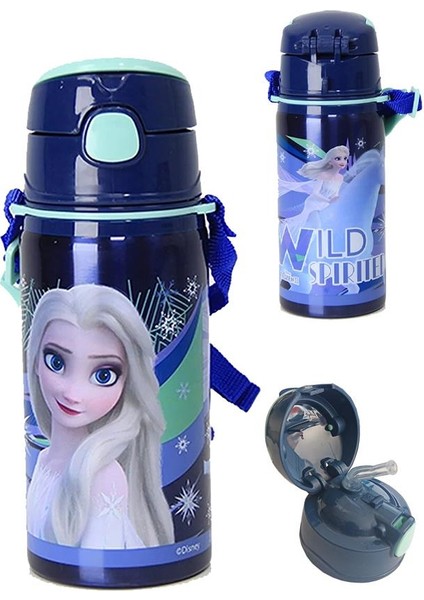 Kız Çocuk Çelik Matara 500ML 1 Adet Frozen Elsa Çelik Suluk 1 Adet Frozen Lisanslı Okul Matarası