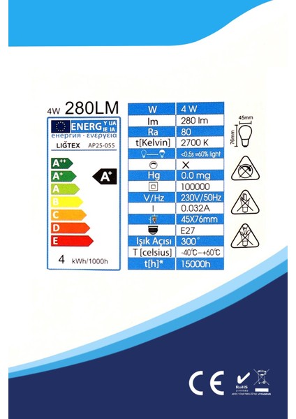 Rustik LED Sarı Top Ampul