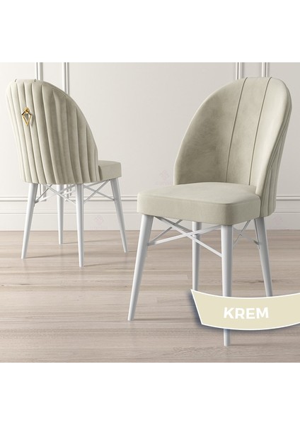 Concept Roz Serisi 80X132 Mdf Açılabilir Beyaz Mutfak Masa Takımı 6 Sandalye Gold Halkalı indirimleri