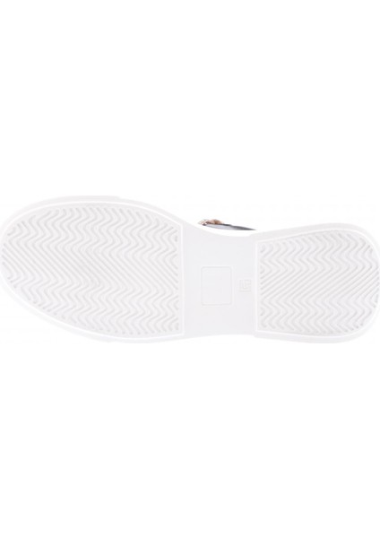 ES854-23Y Kadin Kalin Taban Silver Taş Bağcikli Sneakers Ayakkabi indirimleri