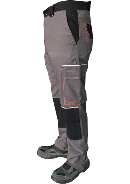 Harman Karışım Ithal Model, Çok Cepli, Dizlikli, Yazlık/kışlık Iş Pantolonu Gri-Siyah