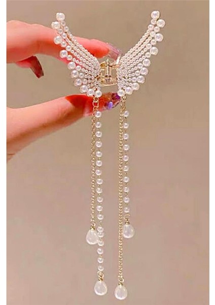 Full Incili Zincir Sallantılı Mandal Toka Metal Suya Dayanıklı Kadın Aksesuar