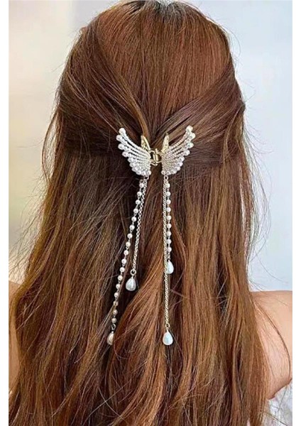 Full Incili Zincir Sallantılı Mandal Toka Metal Suya Dayanıklı Kadın Aksesuar fiyatları