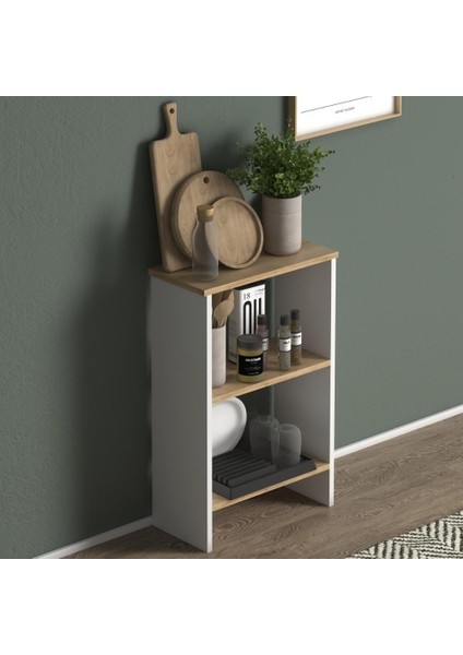Flora Midi Mutfak Rafı Bangosu Raf Çok Amaçlı Dolap Beyaz Meşe modelleri