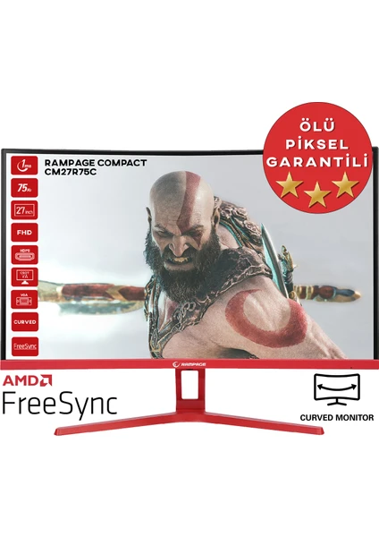 Compact CM27R75C 27" 75Hz 1ms Csot Va Full Hd Freesync Curved Oyuncu Monitörü