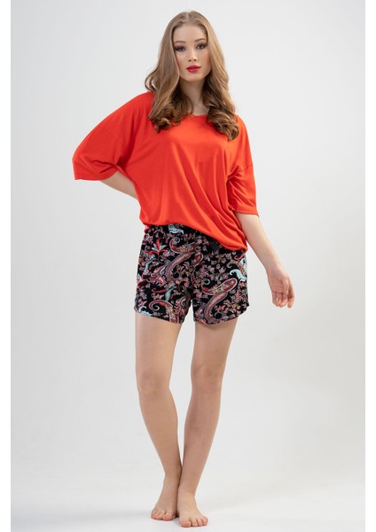 Kadın V Yaka Düşük Omuzlu Kısa Kol Şortlu Pijama Takım fiyatları