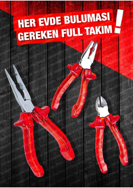 11 Pcs Full Takım El Aleti Kiti Pense Kombin 3 Metre Çekiç Yıldız Düz Kerpeten Tamir Kiti