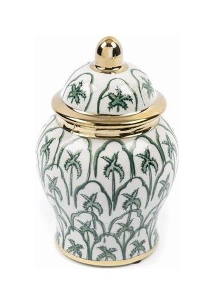 Yeşil Palm Des Seramik Küp 16 cm