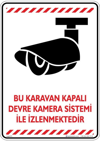 Bu Karavan Kapalı Devre Kamera Sistemi İle İzlenmektedir v2/25x35cm/Etiket