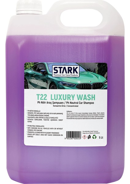 T22 Luxury Wash Ph Nötr Araç Şampuanı 5 Lt