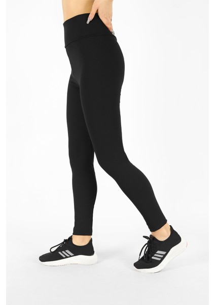 Siyah Kadın Toparlayıcı Yüksek Bel Fitilli Bel Daraltan Kadın Spor Tayt fiyatları