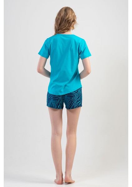 Pamuklu Kadın Kısa Kol Şortlu Pijama Takım