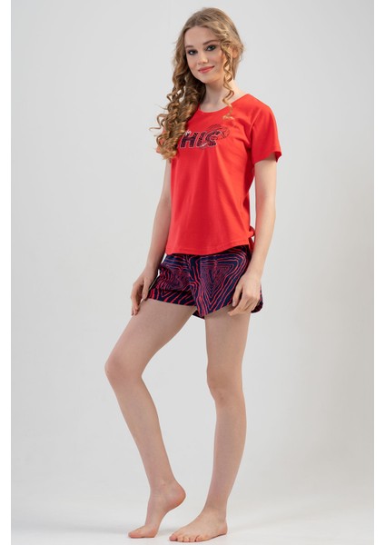 Pamuklu Kadın Kısa Kol Şortlu Pijama Takım modelleri