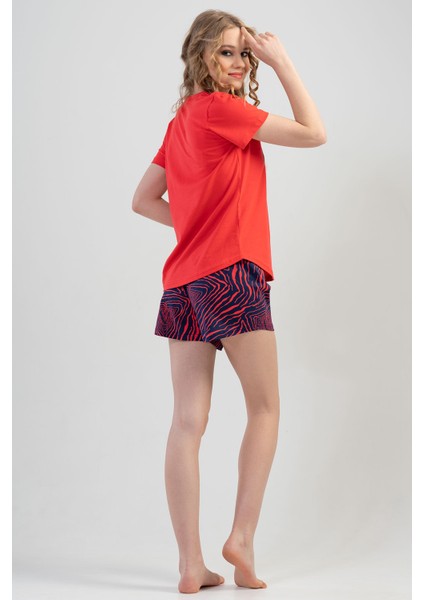 Pamuklu Kadın Kısa Kol Şortlu Pijama Takım fırsatları