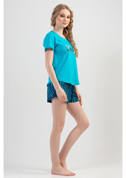 Pamuklu Kadın Kısa Kol Şortlu Pijama Takım fırsatları