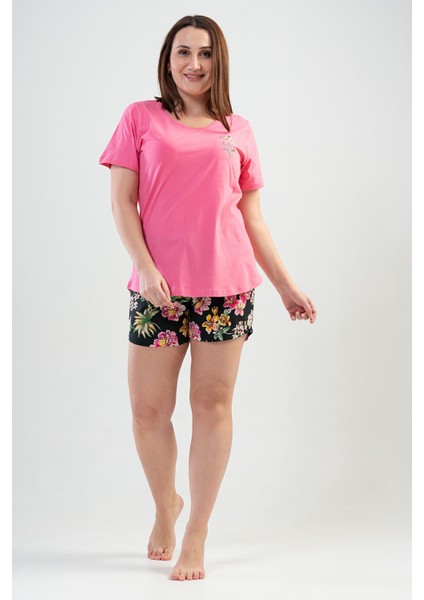 Kadın O. Büyük Beden Kısa Kol Şortlu Pijama Takım